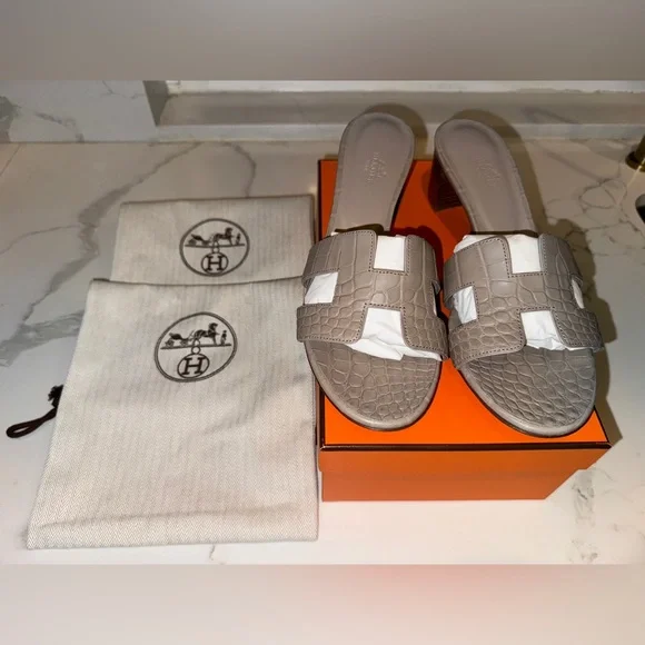 Hermes Oasis Custom Alligator Sandals Size 41.5 - Picture 2 of 15